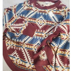 NWT Cotton & Rye Southwestern Button Accent Sweater western boho Aztec Y2K indie